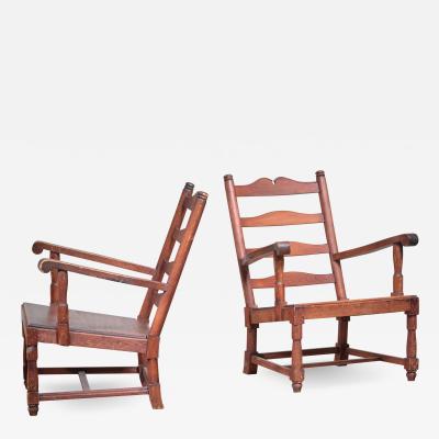 Early Scandinavian Modern pair of Pine armchairs