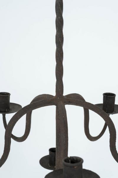 Early Two Tier Forged Iron Chandelier