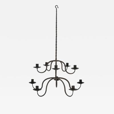 Early Two Tier Forged Iron Chandelier