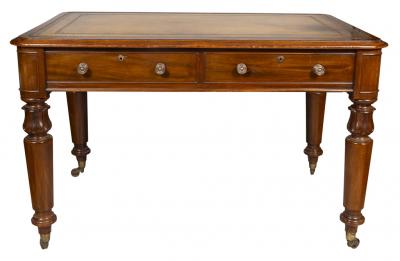 Early Victorian Mahogany Writing Table with Cope Collinson Casters