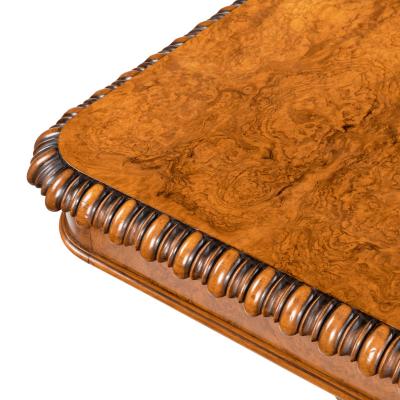 Early Victorian solid walnut library table made for Gillows by John Barrow