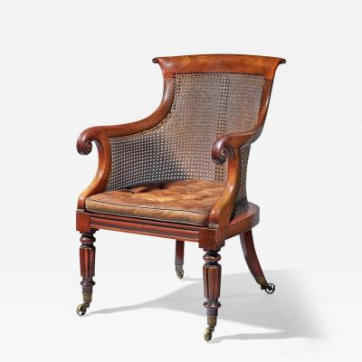 Early William IV Mahogany Berg re Armchair of Large Scale with original leather