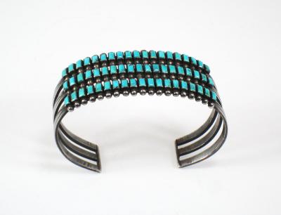 Early Zuni petit point bracelet with rectangular stones