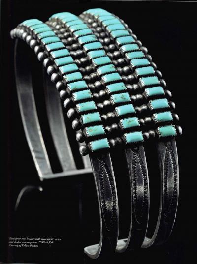 Early Zuni petit point bracelet with rectangular stones