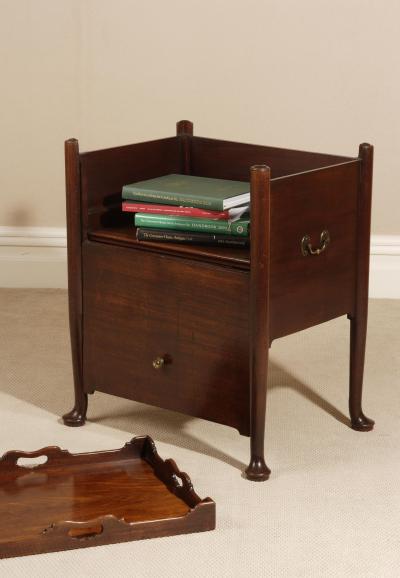Early and Rare Georgian Mahogany Bedside Cabinet Commode Tray Table