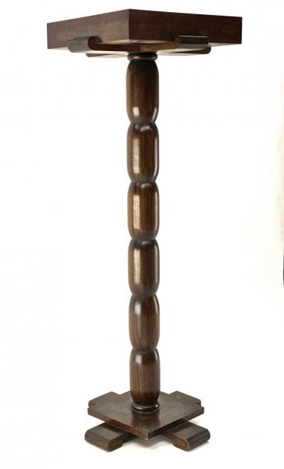 Early rarest Art Deco wooden carved modernist floor lamp