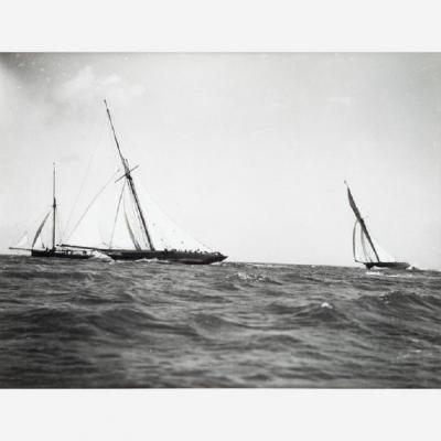 Early silver gelatin photo print by Beken of Cowes Yacht Maid Marion