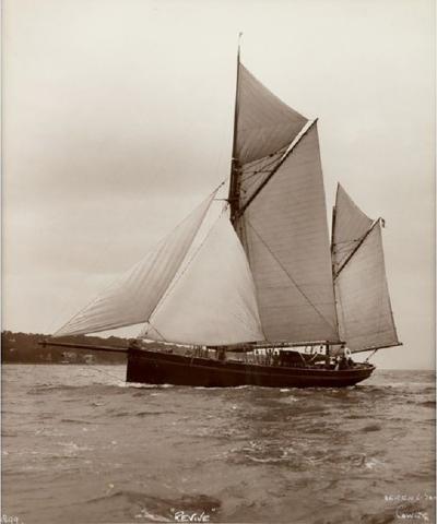 Early silver gelatin photographic print by Beken of Cowes Yacht Revive