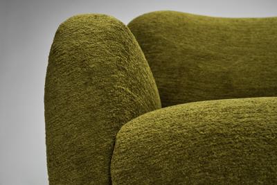 Easy Chair with Angled Beech Legs and Deep Green Upholstery Europe 1940s