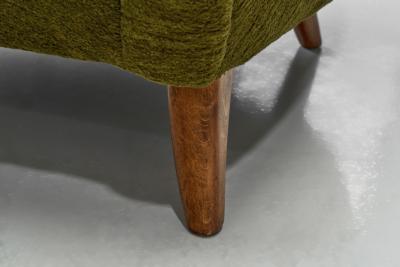 Easy Chair with Angled Beech Legs and Deep Green Upholstery Europe 1940s