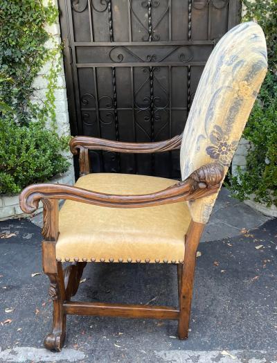 Ebanista 18th C Style Spanish Colonial Throne Arm Chair