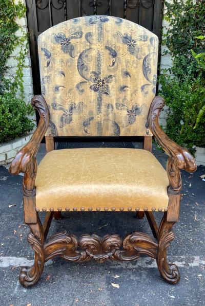 Ebanista 18th C Style Spanish Colonial Throne Arm Chair
