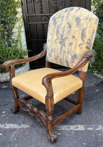 Ebanista 18th C Style Spanish Colonial Throne Arm Chair
