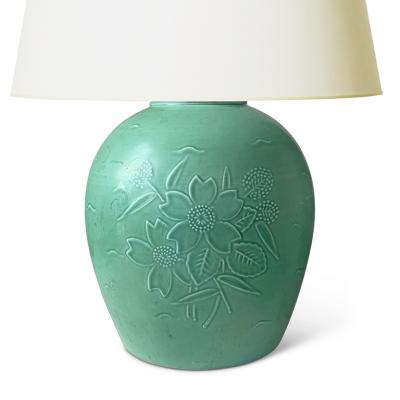 Ebbe Sadolin Table Lamp with Floral Reliefs by Ebbe Sadolin