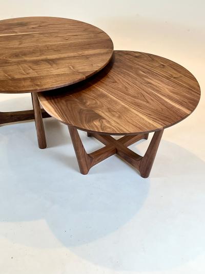 Eben Blaney Round Nesting Townsend Coffee Tables in Walnut