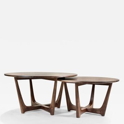Eben Blaney Round Nesting Townsend Coffee Tables in Walnut