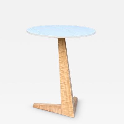 Eben Blaney Round Topped Biped Side Table with Tiger Maple Base