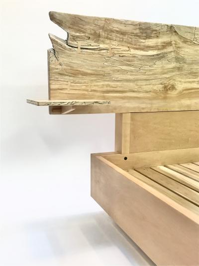 Eben Blaney Spalted Maple Bed with Integrated Nightstands