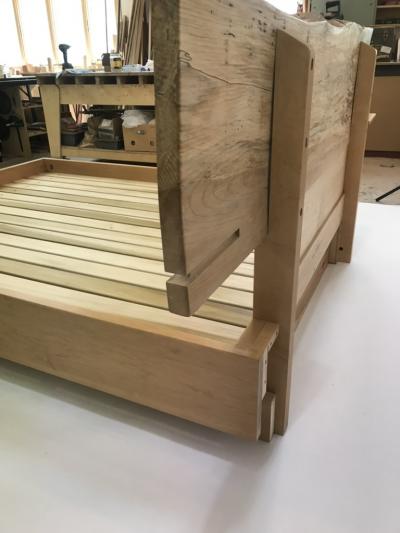 Eben Blaney Spalted Maple Bed with Integrated Nightstands