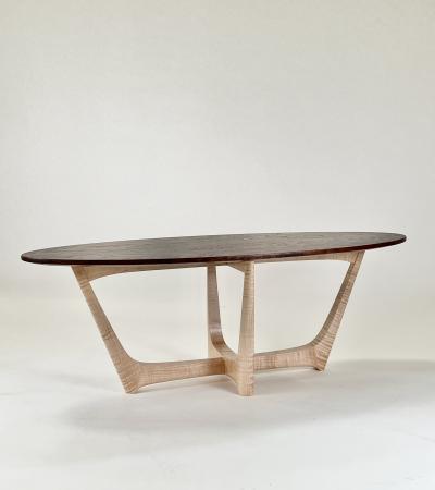 Eben Blaney Townsend Coffee Table in Tiger Maple and Claro Walnut