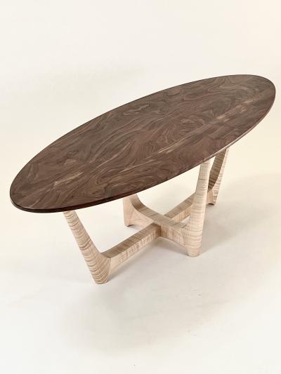 Eben Blaney Townsend Coffee Table in Tiger Maple and Claro Walnut