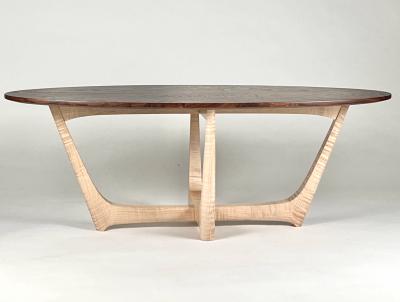 Eben Blaney Townsend Coffee Table in Tiger Maple and Claro Walnut