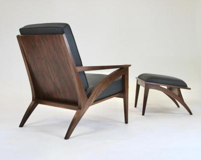 Eben Blaney Wise Lounge Chair and Ottoman in Walnut