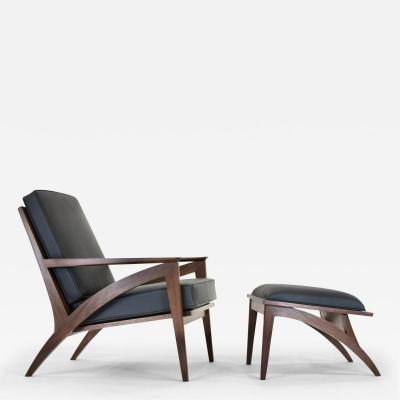 Eben Blaney Wise Lounge Chair and Ottoman in Walnut