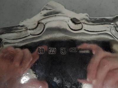 Ebenezer Coker English Georgian Sterling Silver Shell Salver Tray by Coker 1765