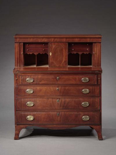 Ebenezer Knowlton Federal Tambour Desk made by Ebenezer Knowlton