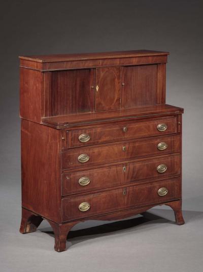 Ebenezer Knowlton Federal Tambour Desk made by Ebenezer Knowlton