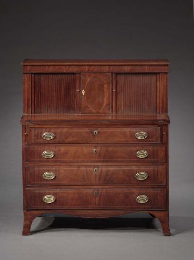 Ebenezer Knowlton Federal Tambour Desk made by Ebenezer Knowlton