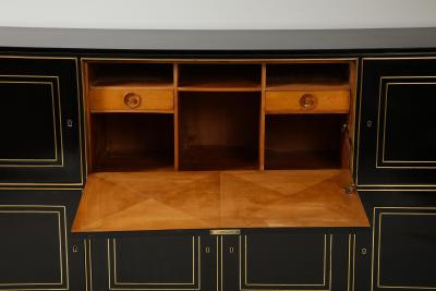 Ebonized Brass Inlaid Cabinet on Tapered Legs