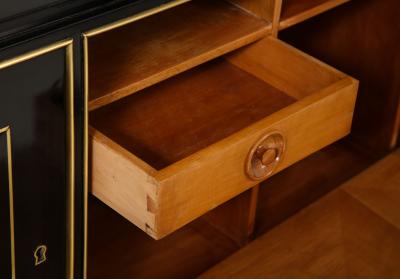 Ebonized Brass Inlaid Cabinet on Tapered Legs