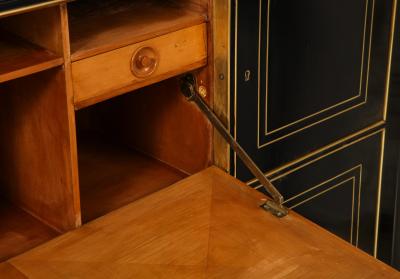 Ebonized Brass Inlaid Cabinet on Tapered Legs