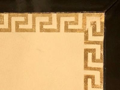 Ebonized Jansen Style Coffee Table with a Greek Key Design and Leather Top
