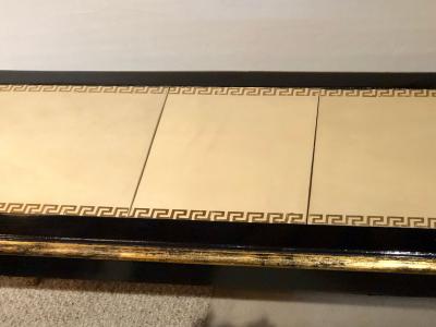 Ebonized Jansen Style Coffee Table with a Greek Key Design and Leather Top