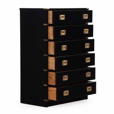 Ebonized Mahogany Campaign Style Tall Chest C 1960 