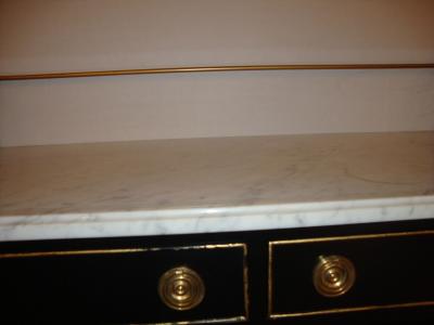 Ebonized Marble Top Server or Sofa Table Attributed to Jansen