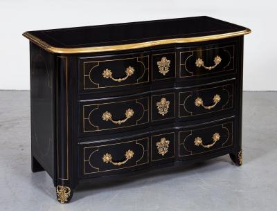 Ebonized and Brass Inlaid Commode