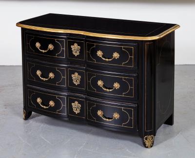 Ebonized and Brass Inlaid Commode