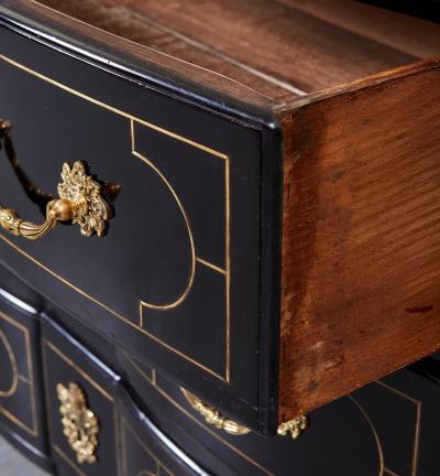 Ebonized and Brass Inlaid Commode