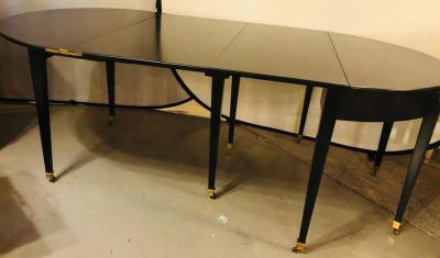 Ebony Demilune Card Center or Dining Table Hollywood Regency Attributed Jansen