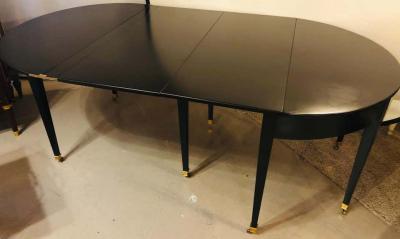 Ebony Demilune Card Center or Dining Table Hollywood Regency Attributed Jansen