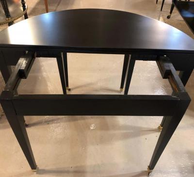 Ebony Demilune Card Center or Dining Table Hollywood Regency Attributed Jansen