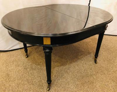 Ebony Lacquered Hollywood Regency Louis XVI Style Crank Dining Table M Jansen