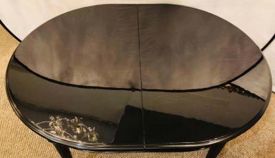 Ebony Lacquered Hollywood Regency Louis XVI Style Crank Dining Table M Jansen