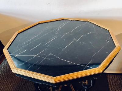Ebony and Gilt Marble Top Octagonal Shaped Centre or End Table or Pedestal