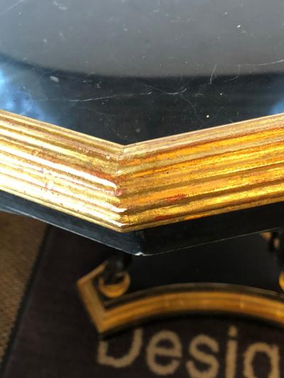 Ebony and Gilt Marble Top Octagonal Shaped Centre or End Table or Pedestal