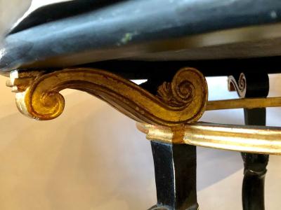 Ebony and Gilt Marble Top Octagonal Shaped Centre or End Table or Pedestal